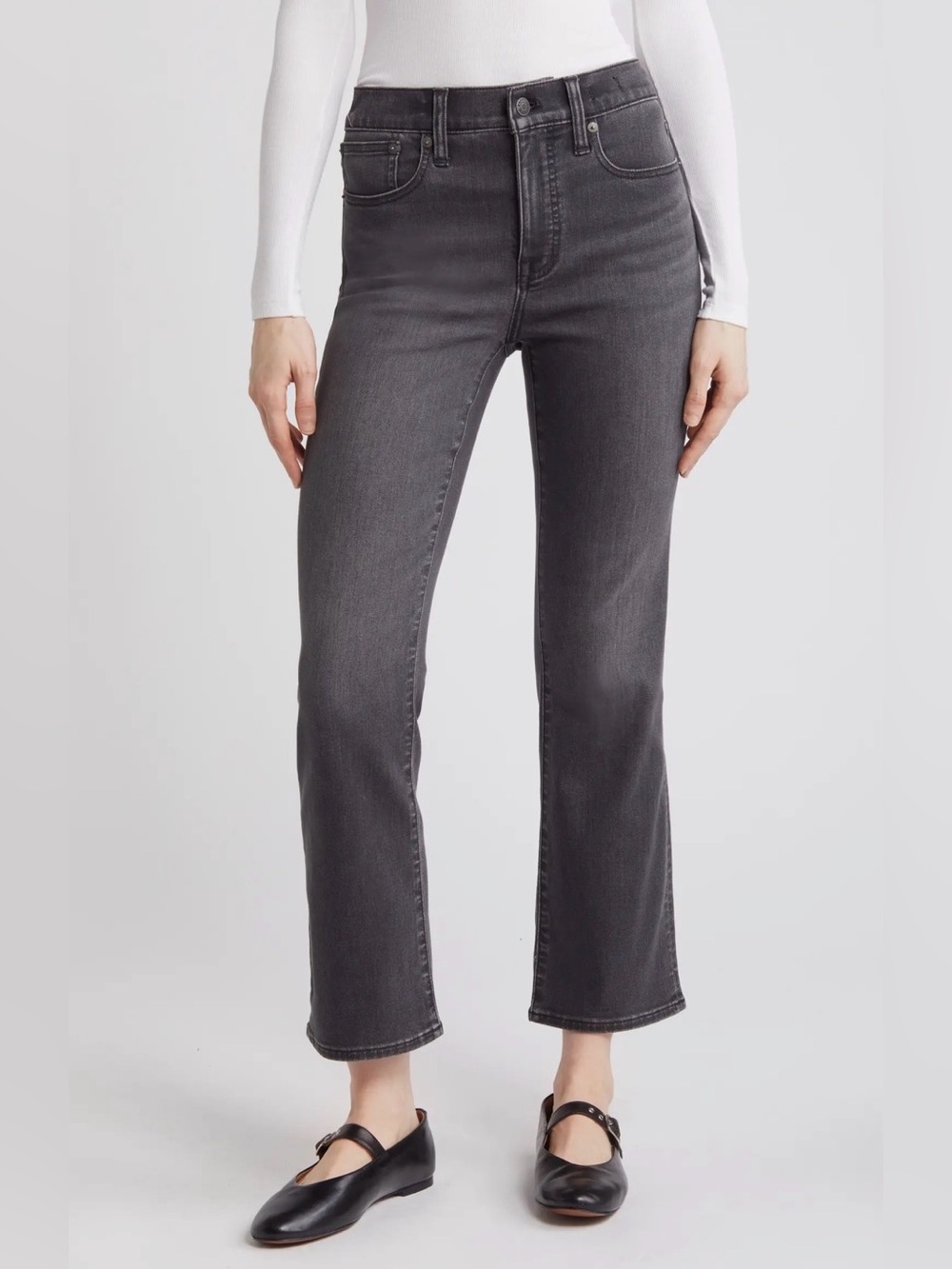 Madewell | Gray Mid-Rise Kick Out Jean, 30